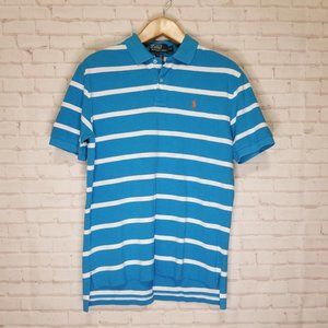 Polo Ralph Lauren Shirt Adult Large Blue White Stripe Lightweight Golf Rugby Men